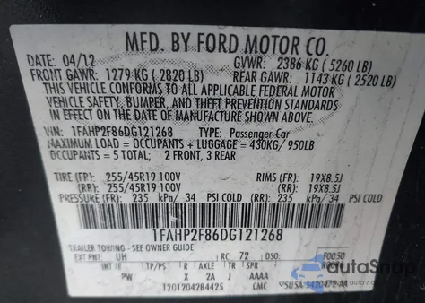 2013 Ford Taurus Limited из США, поврежденный, VIN 1FAHP2F86DG121268